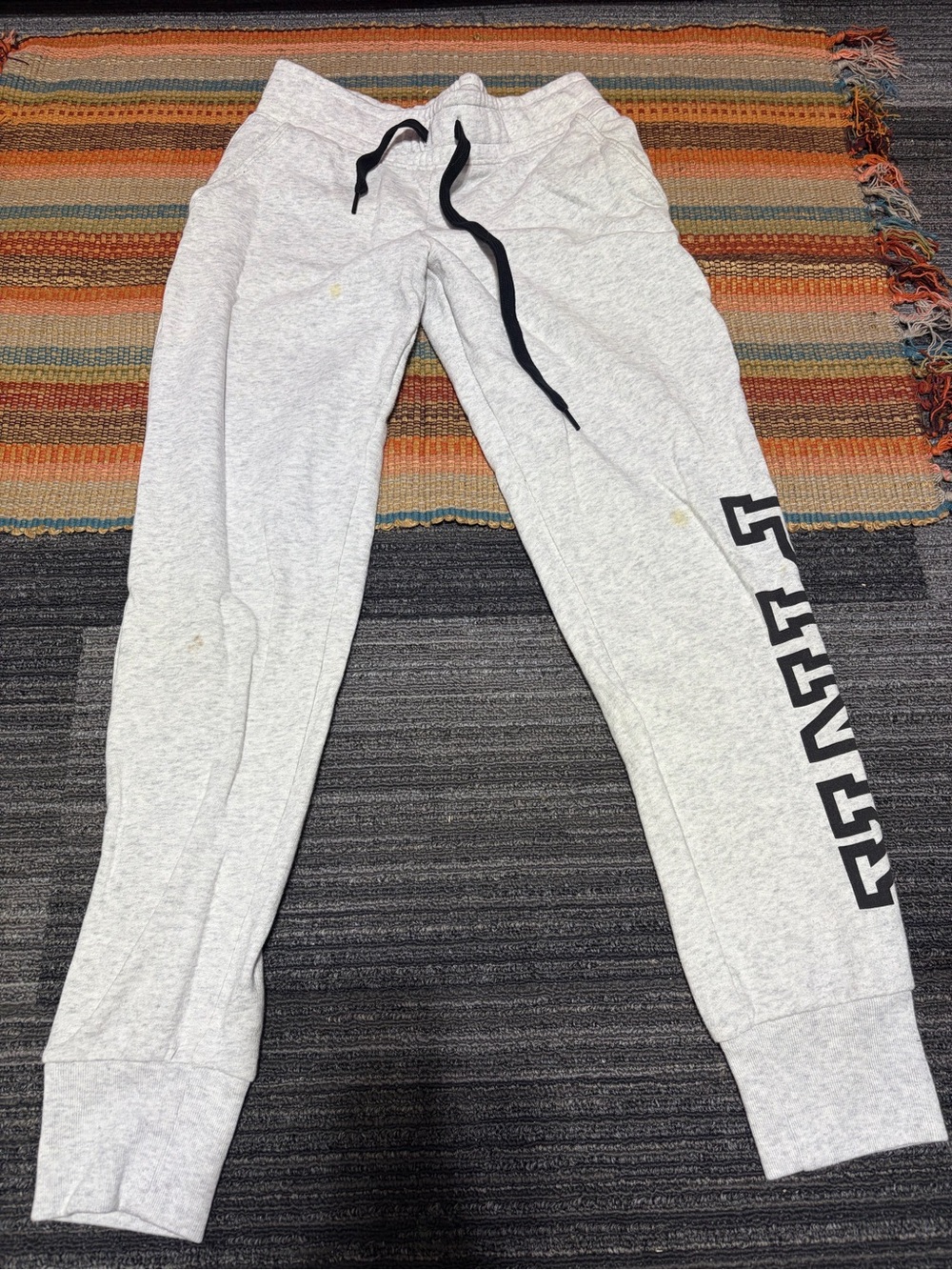 PINK Victoria's Secret Light Gray Joggers with Black Drawstring